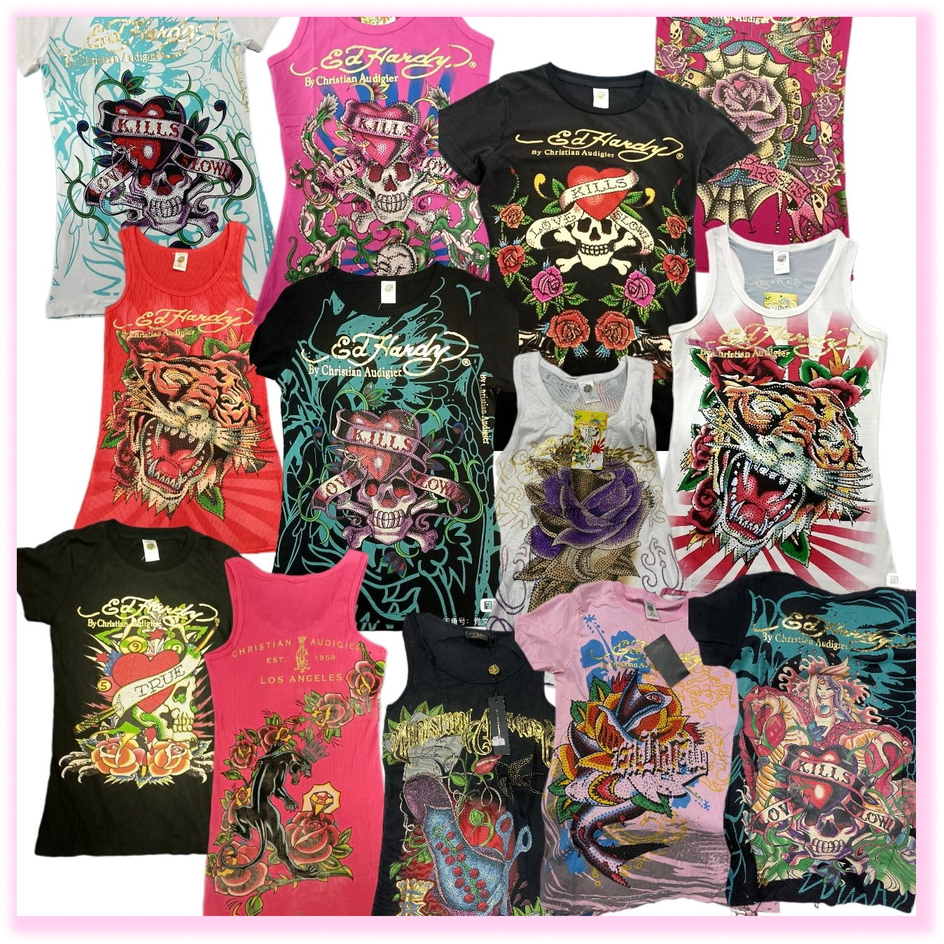Vintage Ed Hardy & Christian Audigier Women's/Men's Tops Wholesale Bundles