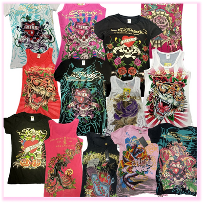 Vintage Ed Hardy & Christian Audigier Women's/Men's Tops Wholesale Bundles