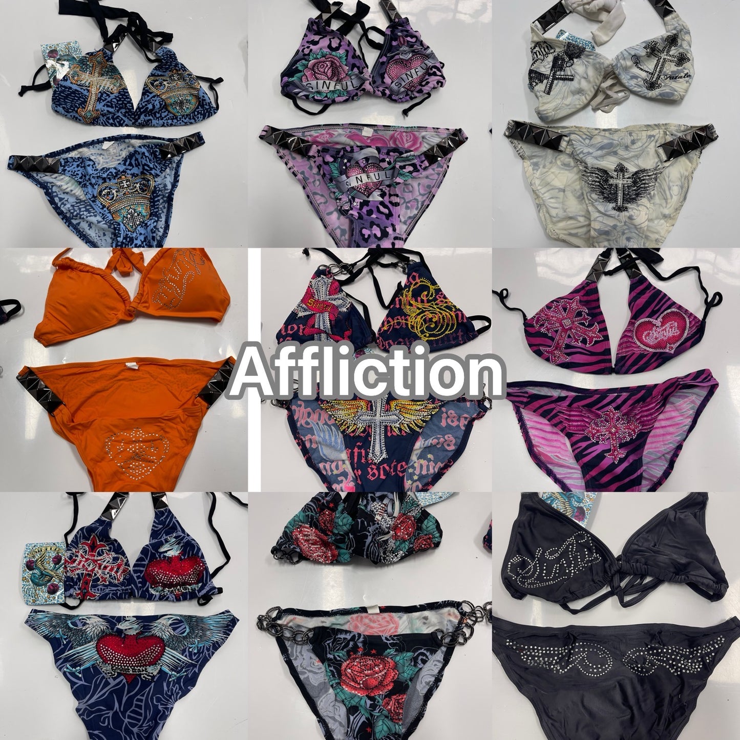 Vintage Affliction & Christian Audigier Bikini Sets Wholesale Bundles