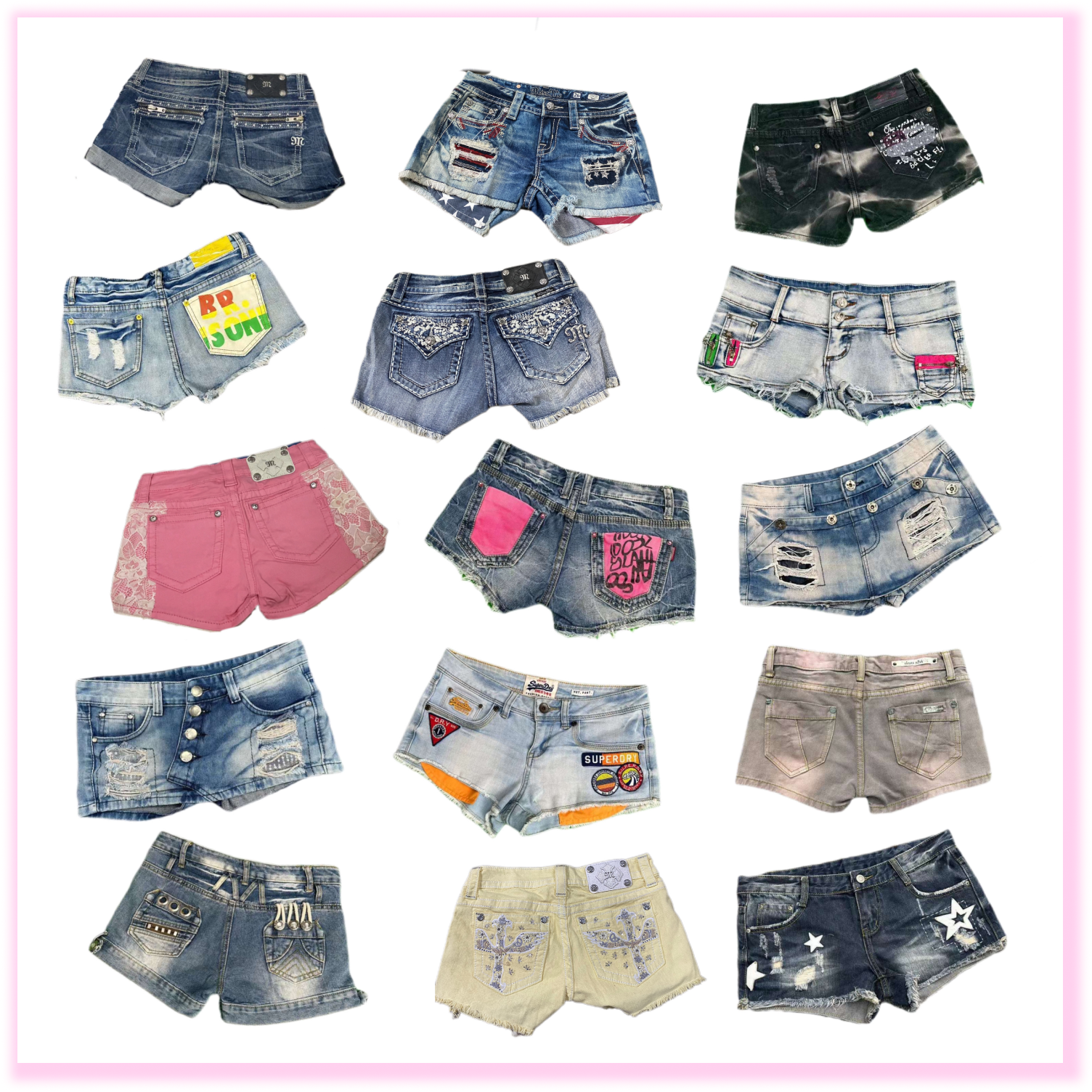 *10% OFF at Checkout* Denim Mini-Shorts Y2K Vintage Wholesale Bundle